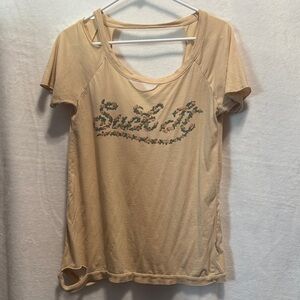 Chaser Tan Floral "Suck It" Graphic Tee